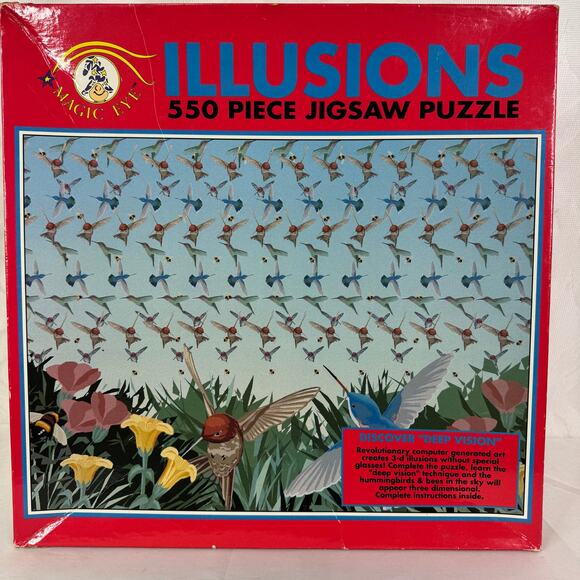Illusions Magic Eye Ceaco Hummingbirds 550 Piece Jigsaw Puzzle Sealed - Picture 2 of 8
